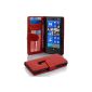 Case Cover Shell PU Leather Style BooK for Nokia Lumia 920 in red (Wireless Phone Accessory)