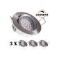 3 LED Downlight Set with LED GU10 spotlight brand - dimmable - from LEDANDO - 5W - adjustable - warm white - 60 ° beam angle - A + - 50W Replacement - silver brushed