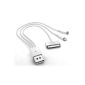 esorio® 3 in 1 iPhone USB adapter charging cable Data Cable Set for iPhone 4/5 / 5S / 5C / 6 / 6+, iPad 2/3/4, Samsung / adapter in white | 100% money-back guarantee (Electronics)