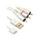 Misswonder AV TV RCA USB Audio Video Cable for iPad 2 iPhone 4 4G 3GS iPod Touch Nano White (Electronics)
