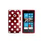 Beiuns® TPU case cover - red with white dots - Nokia Lumia 520 Case Shell Cover Protector Skin Case Cover Shell Polka Dot silicone + three free gifts (Electronics)