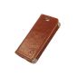 Luxury Case Cover Shell Card Holder Genuine Leather Wallet For Apple iPhone 5 / 5S / 5G coffee (Electronics)