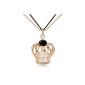 MARENJA Gift Woman Crystal Long Necklace Women-Crown Gold-Plated Pink Austrian Crystal Black-and-White Double 80 + 5cm chain-necklace-Fashion Jewellery (Jewelry)
