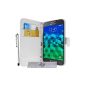 Luxury Wallet Case Cover White Samsung Galaxy Core Prime SM-G360 + PEN and 3 FREE MOVIE !!  (Electronic devices)