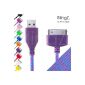 TheBlingZ.® - 2M Cable braided 8 meters Pin - USB for Apple iPhone 4S 4 3GS iPod iPod touch 1 2 3 - Purple (Electronics)