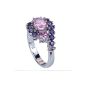 Yazilind 6 * 8mm round Cut Pink Purple Cr'e am'thyste plated silver Size 56.5 Ring (Jewelry)