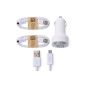 XCSOURCE® 2 Micro USB Sync Data Cable + White Car Charger for Samsung Galaxy S3 S4 Note2 phones LG HTC Sony BC303 (Electronics)
