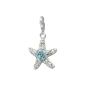 Silver Dream Glitter Charm Big starfish light blue Swarovski Elements shiny pendant 925 silver charm bracelets for necklace earring GSC309 (jewelry)