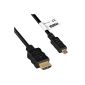 Mumbi Micro HDMI Cable 1080p - Gold-plated contacts - HDMI Micro Type D High Speed ​​HDMI cable 1.4 / 2 meter connection cable (electronic)