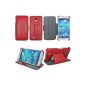 Luxury Case Samsung Galaxy S4 i9500 Ultra Slim Leather Style with red stand - Pouch red hull Galaxy SIV protection - Accessories pouch discovery XEPTIO Price: Exceptional box!  (Electronic devices)