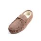Men Sheepskin Moccasin / slippers, rubber sole light brown.  (Textiles)