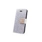 Anself Case Cover Protective Shell Leather Portfolio mode with card holder for iPhone 5 5S 5C (Silver) (Electronics)