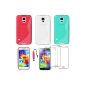 ebestStar ® - Kit x3 accessories Shell Cover Case Silicone S-line Transparent Gel, Blue and Red Samsung Galaxy S5 SM-G900 G900F SM-G900H + 3 FREE MOVIES (Electronics)