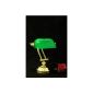 Small bankers lamp brass with green glass shade