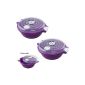 2 piece set microwave bowl.  Bowl with lid 1,8 liter microwave with steam valve.  Dishwasher safe.  Plastic color purple / white / transparent