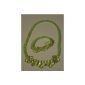 2-room fancy finery child - Necklace and bracelet green translucent beads and flower wreath (Jewelry)