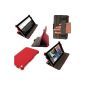 iGadgitz Red PU Leather Case Leather Case Cover Protective Skin Case for Google Nexus 7 Android 4.1 Tablet 2012 1st generation 8GB 16GB.  With Sleep / Wake function, Integrated Hand Strap + Screen Protector (Not recommended for 2nd generation released on August 2013) (Wireless Phone Accessory)