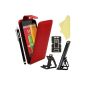 BAAS® Moto G - Red Cover Leather Case Flip Cover + Stylus for Capacitive Touch Screen (Electronics)