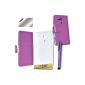 Accessory Pack Master Leather Case + Screen Protector Film + Stylus for Sony Xperia SP M35h Pattern Purple Book (Accessory)