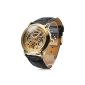 BestOfferBuy wristwatch Skeleton Mechanical faux leather band (clock)
