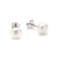 Valero Pearls Classic Collection Ladies Earrings High quality freshwater pearl approx 6 mm Button white 925 sterling silver 181 130 (jewelry)