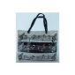 Music theme Elegant horizontal Tote - Canvas with waterproof soft PVC layer - Black and white music notes partition Design (Sport)