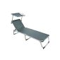 Alu sunbed lounger Lounger tripod sun roof with 3 colors: gray