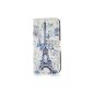 ZSTVIVA Eiffel Tower and Purple Butterfly Series Retro Postmark Pattern Print PU Leather Wallet Case Folio Cover for iPhone 6 (4.7 