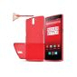 Orzly® - FlexiSlim OnePlus Case for One - Super Slim / Ultra Slim (0.35mm) Case / Cover / Skin / Cover / Blanket RED - Designed by Orzly® specifically for use with the ONE PLUS ONE Smartphone / Mobile Phone / phablet - Adapts to each version of the Model 2014 Original (Wireless Phone Accessory)