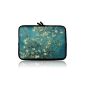 TaylorHe colorful cover with patterns for 10 Laptop / Tablet 10 / ipad protective bag pouch neoprene carrying case Asus Eee PC / Samsung Galaxy Note 10.1 blue / green flowering tree