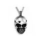 Konov Jewellery Steel Skull Skull Tribal Gothic men's pendant with 50cm chain necklace, black and silver (jewelery)
