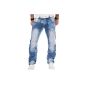 Kosmo Lupo Mens Jeans Denim blurring Clubwear Vintage Fit Blue / L32 & L34 (Textiles)