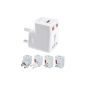 Foxnovo Universal All-in-One US / EU / UK / AU Plug Travel Wall Charger AC Power Adapter with USB Output (White) (Electronics)