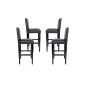 Set of 4 bar stools in the colonial style bar stools Kitchen stool with backrest, black