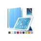 Besdata® Ultrathin Stylish Smart Cover Hard Case Cover Leather Case Case Protection bag + Back Case for Apple iPad Air iPad 5 - incl. Screen protector cleaning cloth pin with Multi Stand - Supports Sleep / Wake function (iPad Air, Blue) - PT4102 (Personal Computers )