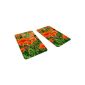 Wenko 2521434500 Herdabdeckplatte Universal Poppy Field - Set of 2, for all types of stoves, glass - Tempered glass, 30 x 1.8 to 4.5 x 52 cm, Multi-colored (household goods)