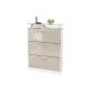 Modern Shoe Tipper shoe cabinet Lavia in white / gray sand glossy