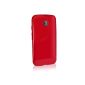 Solid Red iGadgitz TPU Gel Case for Motorola Brilliant XT1021 E + Screen Protector (Wireless Phone Accessory)