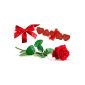 1 Love gift set, a real preserved rose in red, at least 3 years without water durable, plus five red heart candles in gift box with bow