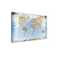 LanaKK - world map Ice with cork - noble canvas picture print on stretchers, Wall for Globetrotter 100 x 70 cm, one-piece (household goods)