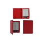 Premium leather case with magnetic closure cover shell automatic standby for KOBO eReader GLO Edition - Lychee Color Red (Electronics)
