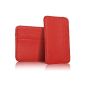 JAMMYLIZARD | Case card holder ultra-fine leather for your credit cards & business cards (RED) (Wireless Phone Accessory)
