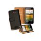 OneFlow PREMIUM - Book-Style Case in wallet design with stand function - for HTC One S - Black (Electronics)