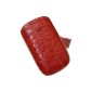 Original Suncase genuine leather bag (flap with retreat function) for Samsung S5670 Galaxy Fit in croco-red (Accessories)