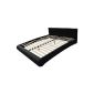 Design imitation leather bed double bed black with integrated slatted frame 140x200cm