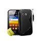 TPU Silicone Gel Case S-Series Case Cover For Samsung Galaxy Y GT-S5360 + Mini Stylus + Screen Protector (Black) (Wireless Phone Accessory)