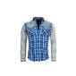 Cool Men's Jeans Shirt Dress Shirt Karo Style Body Slim Fit Mens Young & Rich (Textiles)