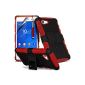 (Red) Sony Xperia Z3 Compact Case Cover Case Designed Stylish Rugged Rugged Shock Proof Hard Survivor Heavy Duty Case W / Back stand, LCD screen protector, Rag & Mini Retractable Stylus Pen by Fone-Case (Electronics)