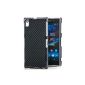 Saxonia.  Luxury Hard Case for Sony Xperia Z1 L39h - practical and robust protective sleeve in carbon design.  Color: Black (Electronics)