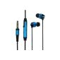 Skque® Universal In-Ear Ear Stereo Headset of listening with button and microphone .Blue / Black (Wireless Phone Accessory)
